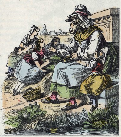 Illusztráció a „Jó anya bárány” című meséhez. A „” Mesék otthonról a kicsiknek” c. századi névtelen metszet. alkotó: Unknown artist