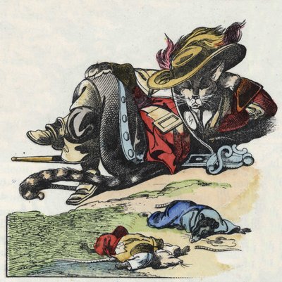 A „Szörnyű Raminagrobis és az egerek” című mese illusztrációja” karakter Jean de la Fontaine meséit rajzolja. A „” Mesék otthonról a kicsiknek” c. századi névtelen metszet. alkotó: Unknown artist