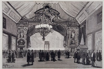Izzólámpás világítás az Electricite kiállításon: Werdermann csillár a színházteremben - a „Természetben” alkotó: Unknown artist