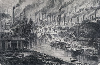 Ipar Angliában: Mr. Vivian (Manchester) Copper Factory, „” Round the World”, 1865 második hete. alkotó: Unknown artist