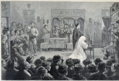 Egy kínai színház belsejében Kaliforniában, a 19. század vége felé. alkotó: Unknown artist