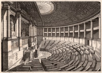 A képviselőház (Nemzetgyűlés) belső nézete, korábban Palais Bourbon, Párizs, Franciaország alkotó: Unknown