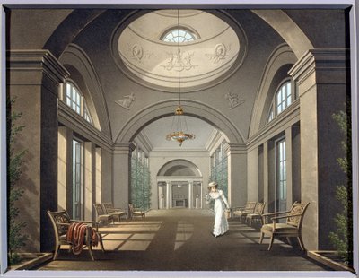 A madárház belseje a pavlovszki palotában. Névtelen festmény. Akvarell és tus, 19. század közepe. Klasszicizmus. Állami Szabadtéri Múzeum Pavlovsk Palota, Szentpétervár. alkotó: Unknown artist