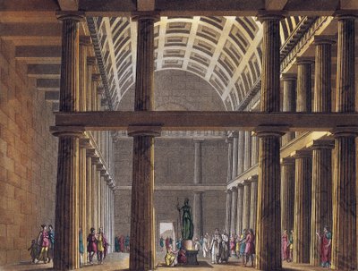 Parthenon belseje – Athén (Minerva) istennő szobra az athéni Parthenonban, az ókori Görögország – Metszet 1820 körül alkotó: Unknown artist