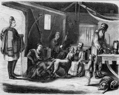 Egy szerb parasztház belseje Belgrád környékén 1859-ben. alkotó: Unknown artist