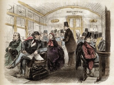 Egy kocsi belseje a Baltimore & Ohio Railroadon, USA - 1861 - Egy amerikai vagon belseje 1860-ban alkotó: Unknown artist