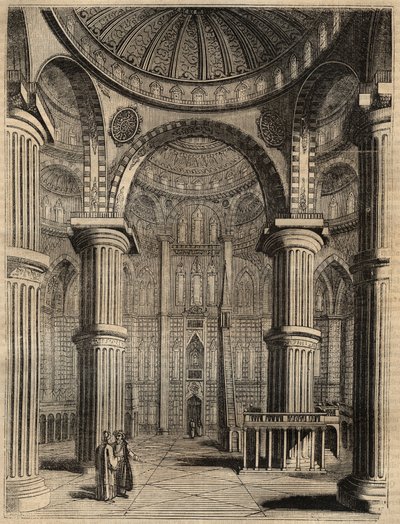 A Kék Mecset belseje, Isztambul, Törökország - 1838 - metszet - alkotó: Unknown artist