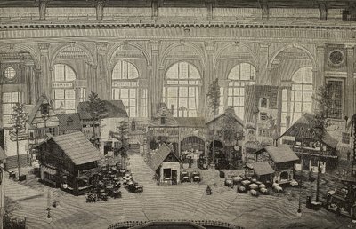 Nemzetközi pavilon a bécsi nemzetközi kiállításon, Ausztria, metszet Huber fényképéről, L