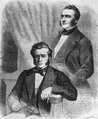 Isaac és Jacob Emile Pereire francia üzletemberek, a Société de Crédit Mobilier alapítói (1852). alkotó: Unknown artist
