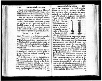 Olasz és holland hőmérők oldalai Jean leurechon (1591-1670) „Mathematics Recreations” című könyvéből, 1653 alkotó: Unknown artist