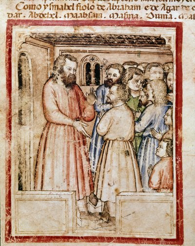 Jákob és tizenkét gyermeke Miniatűr a 212-es kódexből (vagy Padovano kódexből vagy Páduai Bibliából) 1390-1400 Rovigo, Accademia dei Concordi alkotó: Unknown artist
