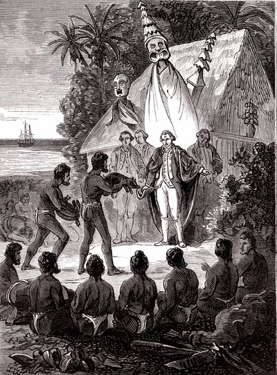 James Cook az Island Sandwich bennszülötteivel alkotó: Unknown artist