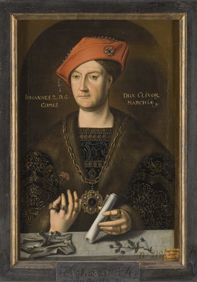 Jean II de Cleves, dit le Clement – II. János (1458-1521), Cleves hercege, Márk grófja, névtelen portréja. Olajfestmény. Mérete: 66x45 cm. Nemzeti Múzeum Stockholm alkotó: Unknown artist