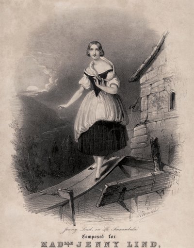 Jenny Lind, svéd szoprán, Bellini La sonnambula alvajáró jelenetében alkotó: Unknown