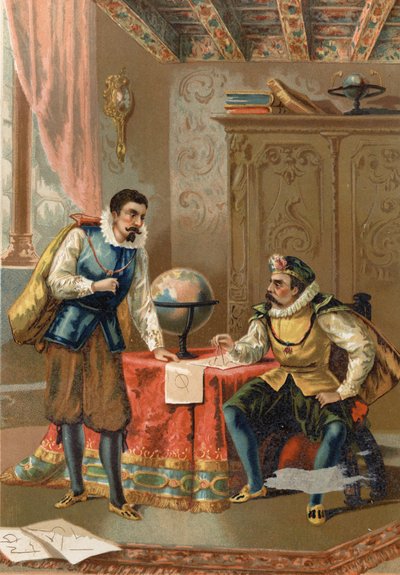 Johannes Kepler (Keppler) (1571 - 1630) Tycho Brahe (1546-1601) csillagászokkal, Prága 1600-ban - Louis Figuier Tudomány és emberei nyomán, Barcelona 1881 alkotó: Unknown artist