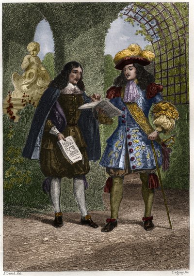 Keresztelő János (Jean-Baptiste) Colbert (1619-1683) XIV. Lajossal, Franciaország és Navarra királyával (1638-1715). századi metszet. Magángyűjtemény. alkotó: Unknown artist