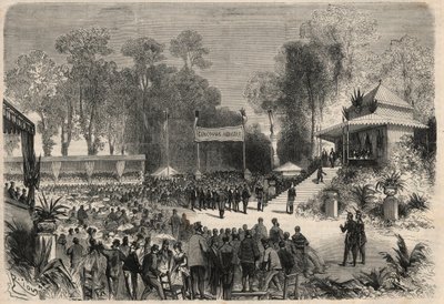 III. Napóleon (1808-1883) és Eugenie de Montijo impressziója (1826-1920) Rouen-i utazása: díjak kiosztása a mezőgazdasági versenyen. Metszet a „L