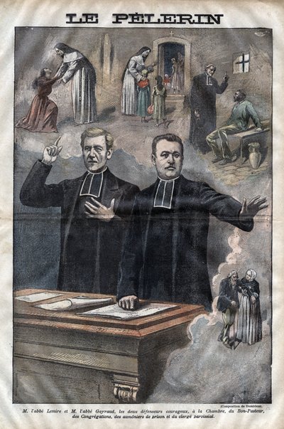 Jules Auguste Lemire (1853-1928) és Hippolyte Gayraud (1856-1911), francia egyházi és politikusok, képviselők - 1899-es „Le-Pelerin” metszet alkotó: Unknown artist