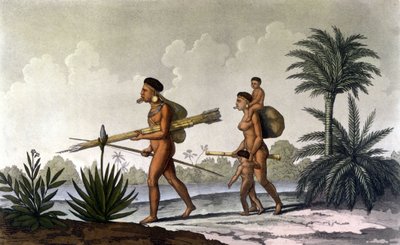 Kerengnatnuck, a Botocudos főnöke és családja (Brazília) - „A régi és modern kosztümben”, Ferrario, szerk. Milánó alkotó: Unknown artist