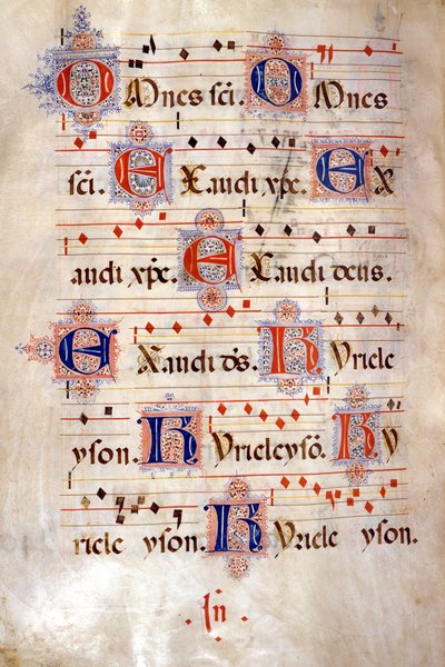 Kyrie a crescenzago-i kórusból, 15. század vége. Bibioteca di Sant