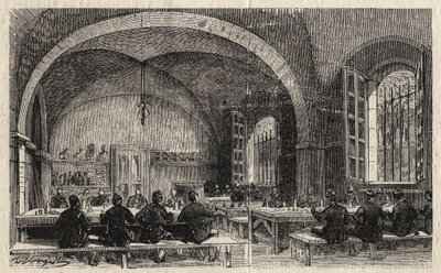 Az Ecole Polytechnique Párizsban 1873-ban - A refektórium - Metszet 1873-ból a „Le monde illustrious”-ban” alkotó: Unknown artist