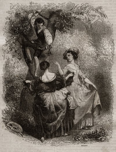 Cseresznyeszedés - Illusztráció vallomásokhoz”, Jean-Jacques (Jean Jacques) Rousseau (1712-1778) - 1849-es metszet alkotó: Unknown artist