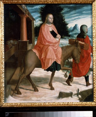 ""The Flight into Egypt"" (The Flight into Egypt) Ismeretlen művész festménye a 15. századból. Puskin Múzeum, Moszkva alkotó: Unknown artist