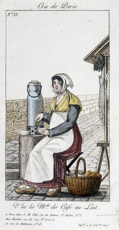 A tejes kávé kereskedő - a „” Cris de Paris”-ban” alkotó: Unknown artist