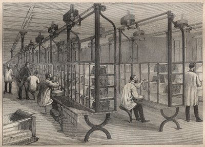 Levélposta: a borítékok válogatása a párizsi Hotel des Postsban – gravírozás „La Science francaise”-ben” alkotó: Unknown artist