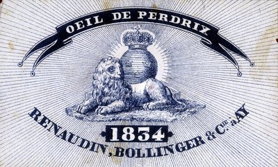 Címke ""Eye of Partridge - Renaudin, Bollinger & Cie à AY - 1834"". alkotó: Unknown artist