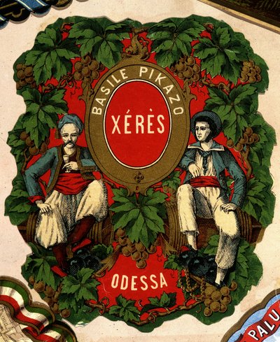 „” Basile Pikazo – Jerez – Odessza” címkéje”, sd. 19. század. alkotó: Unknown artist