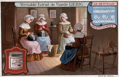 Csipkeműhely, Valenciennes, Liebig reklám v. 1895 alkotó: Unknown artist