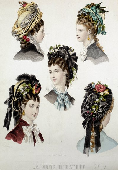 Női frizurák - metszet, 19. század vége alkotó: Unknown artist