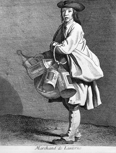 Lámpás kereskedő. 19. századi metszet. alkotó: Unknown artist