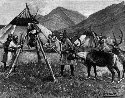 Lappföld: Camp de Lapons. Metszet a „The Journal of Youth”-ban alkotó: Unknown artist