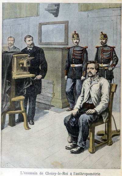 Choisy-le-Roi gyilkosa az antropometriához (és Mr. Alphonse Bertillonhoz) – a „Le Petite Journal”-ban, 1899. május alkotó: Unknown artist