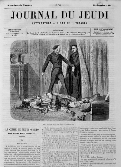 Le Comte de Monte Cristo (Monte Cristo) – az 1861.01.20-i „” Le Journal du Thursdays”-ban alkotó: Unknown artist
