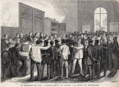 Leplebiscite de 1870, szavazatszámlálás a montmartre-i városházán. alkotó: Unknown artist