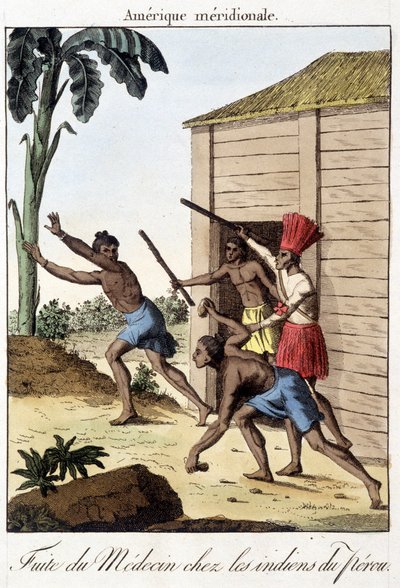 Az orvos szivárgása a perui indiánok között (inka) - metszet alkotó: Unknown artist