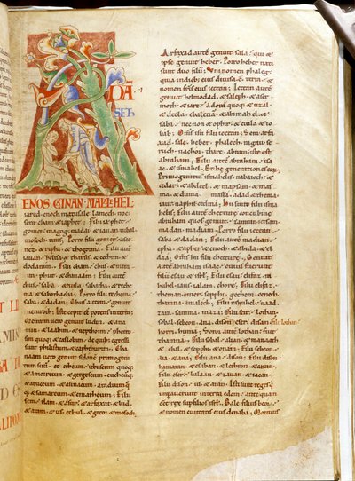 Lettrina: „A” betű, amely Ádám teremtését jelképezi (a és. harding bibliája). A Citeaux-i apátságból származó „” Treats sur la Trinite de Saint Augustine”” kézirat miniatúrája alkotó: Unknown artist