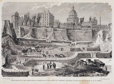 Az 1870-ben, a Rue Monge fúrása során felfedezett gall-római cirkusz helye, amely a keresztény korszak előtti 3. századból származik. alkotó: Unknown artist