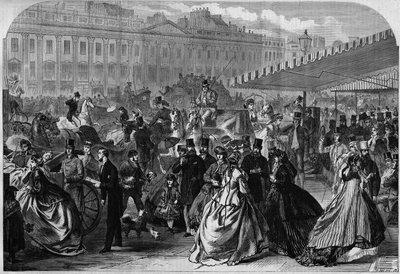 London, kilátás a délutáni Regent Streetre, egy hatalmas sugárútra a West End kerületben, amelyet John Nash építész rajzolt 1817 és 1823 között egy nyilvános fejlesztési tervhez. In „” L