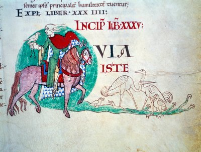 Lord a sólyomvadászat. A középkor miniatűrje. „Moralia in Job” kézirat a Citeaux-i apátságból I. Gergely pápának alkotó: Unknown artist