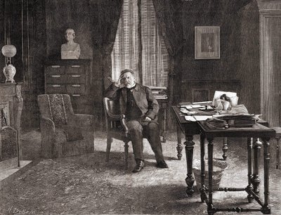 Louis Pasteur az intézet irodájában. 19. századi metszet. alkotó: Unknown artist