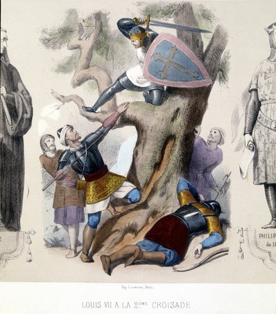 VII. Lajos ifjú (1120/1180), Capetiens irányítja a 2. keresztes hadjárat során (1147/1149). alkotó: Unknown artist