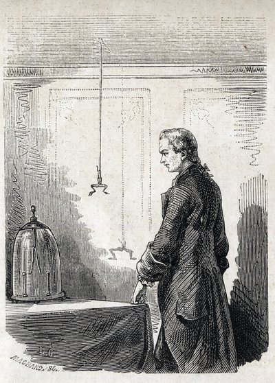 Luigi Galvani békaösszehúzódásokat okoz villámhárító-elektromittal - LUIGI GALVANI (1737-1798) olasz orvos és fizikus. Összehúzódásokat okoz egy békában a zivatarfelhőből származó elektromossággal alkotó: Unknown artist