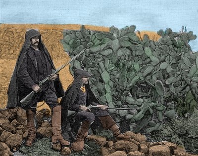 Maffia (Cosa Nostra) Szicíliában: a maffia picciotti fiatal tagjai, 19. század vége. alkotó: Unknown artist