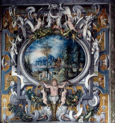 A Jules Cesar előtti tisztelgés kéményének palástja az Anonymous római hősök szobájában. 1547 körül. Figyelj, Nemzeti Reneszánsz Múzeum alkotó: Unknown artist