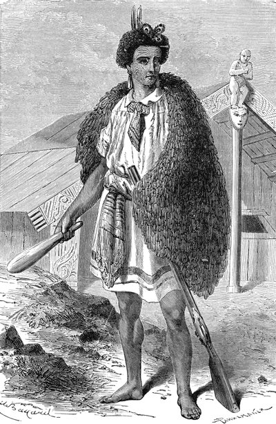 Maori Chef in the vicinity of AUCKLAND, New Zealand. Engraving 1885 alkotó: Unknown artist