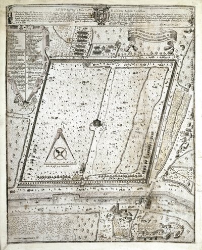 Milánó lazaret térképe az 1630-as milánói pestisjárvány idején (rajz alkotó: Unknown artist